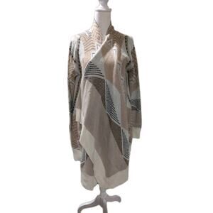 14TH & UNION Woven Geometric Boho Open Front Cardigan Sweater Womens Size Large